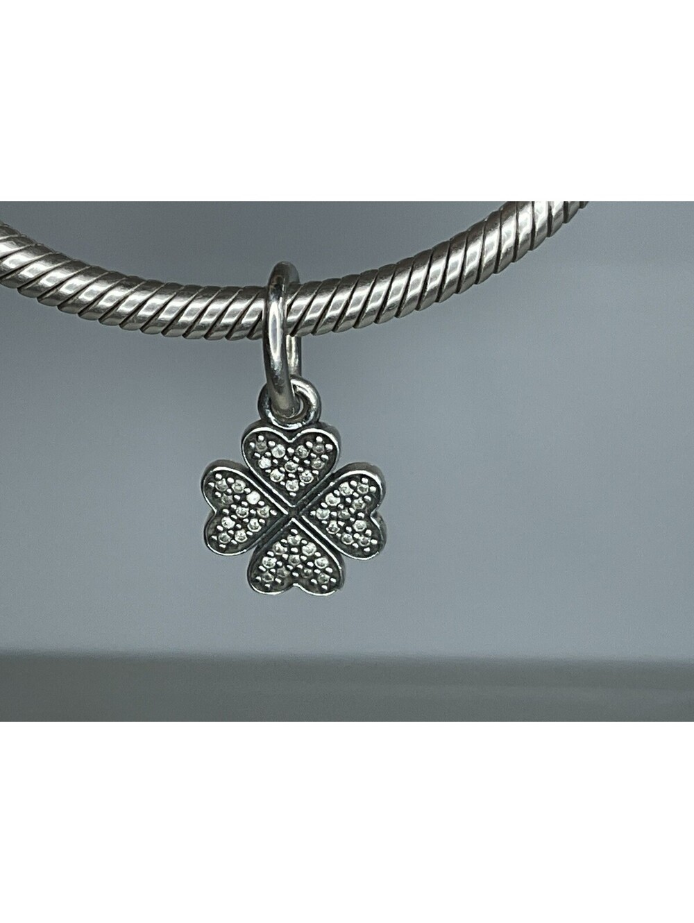 Pandora Sparkling Four Leaf Clover Dangle Charm Retired
